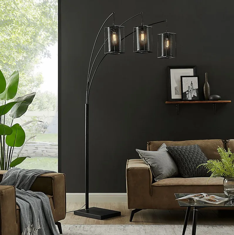 Zimke Cove Black 3-Arc Floor Lamp