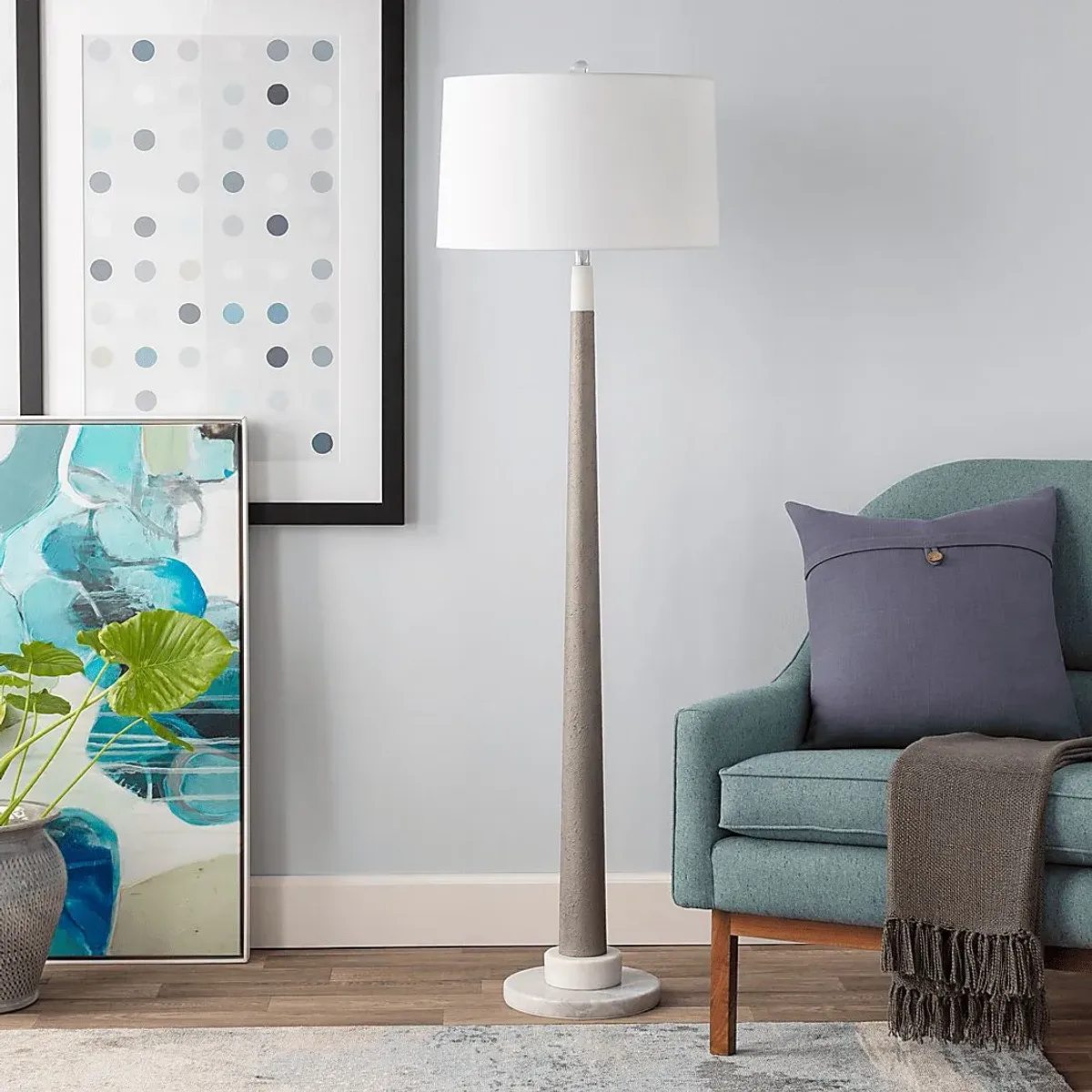 Grend Bay White Floor Lamp