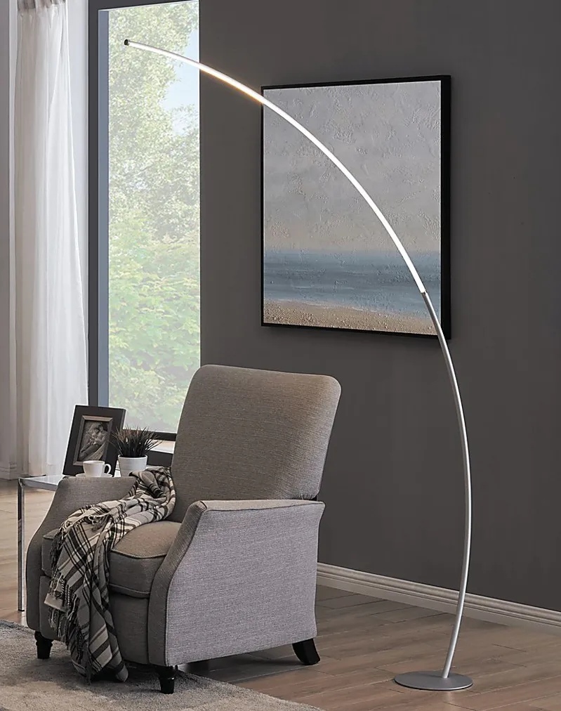 Crescentt Silver Floor Lamp