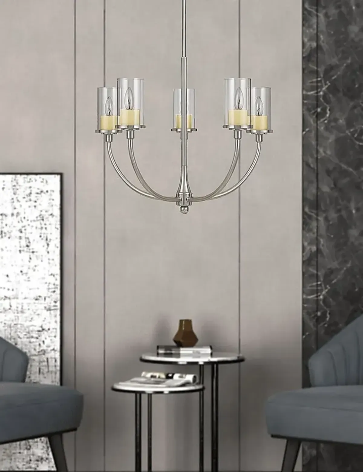 Gaylord Court Nickel Chandelier