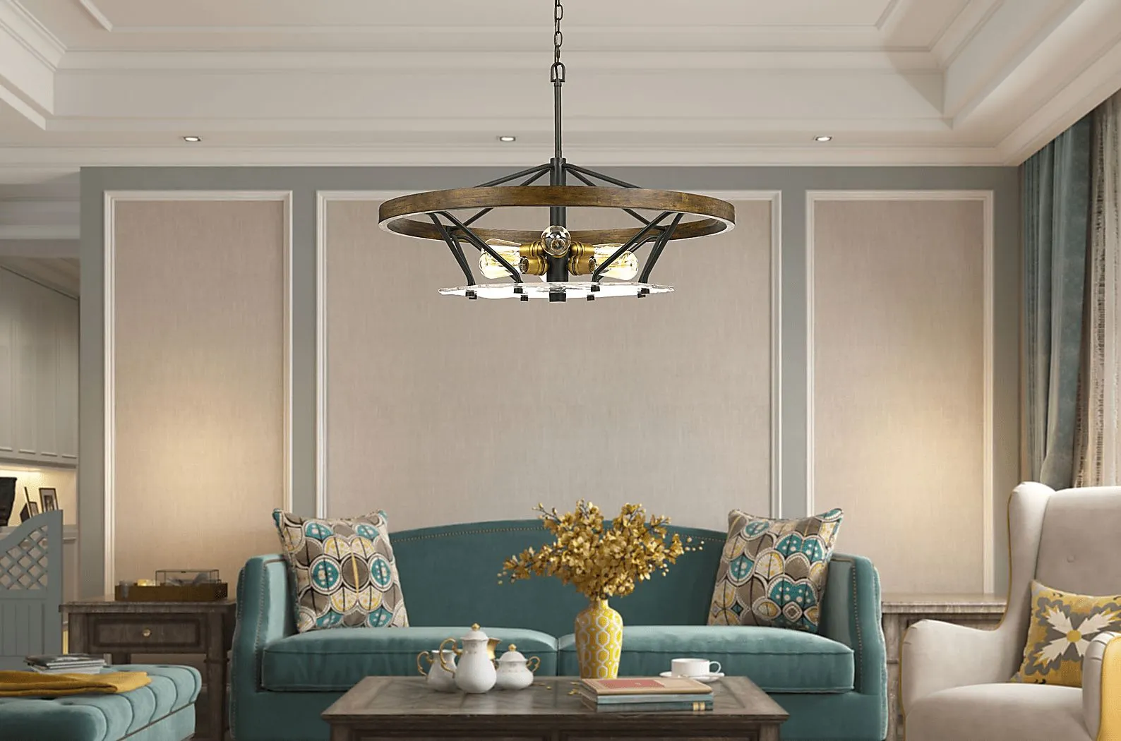 Fountain Village Bronze Chandelier