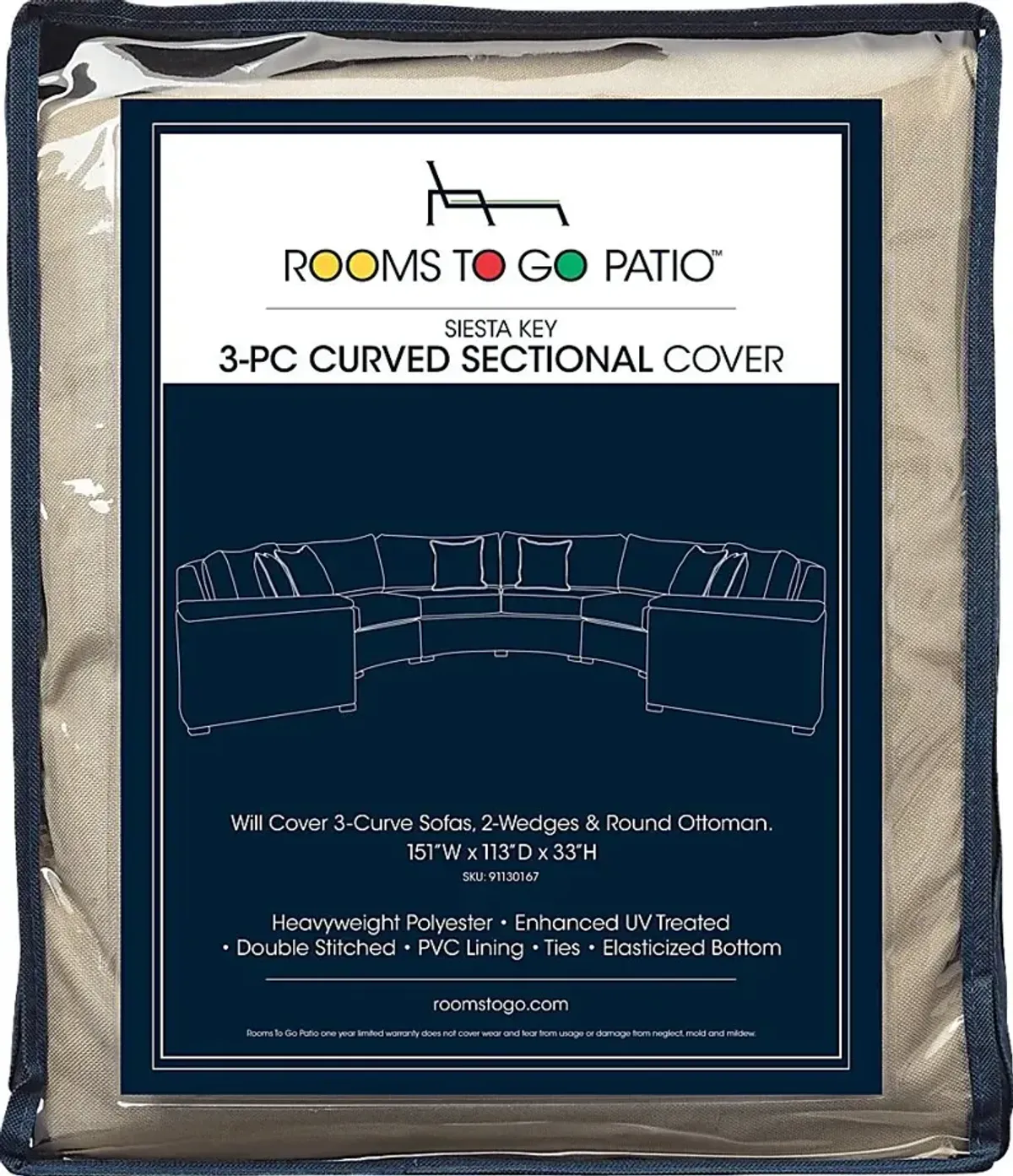 Siesta Key 3 Pc Patio Curved Sectional Cover