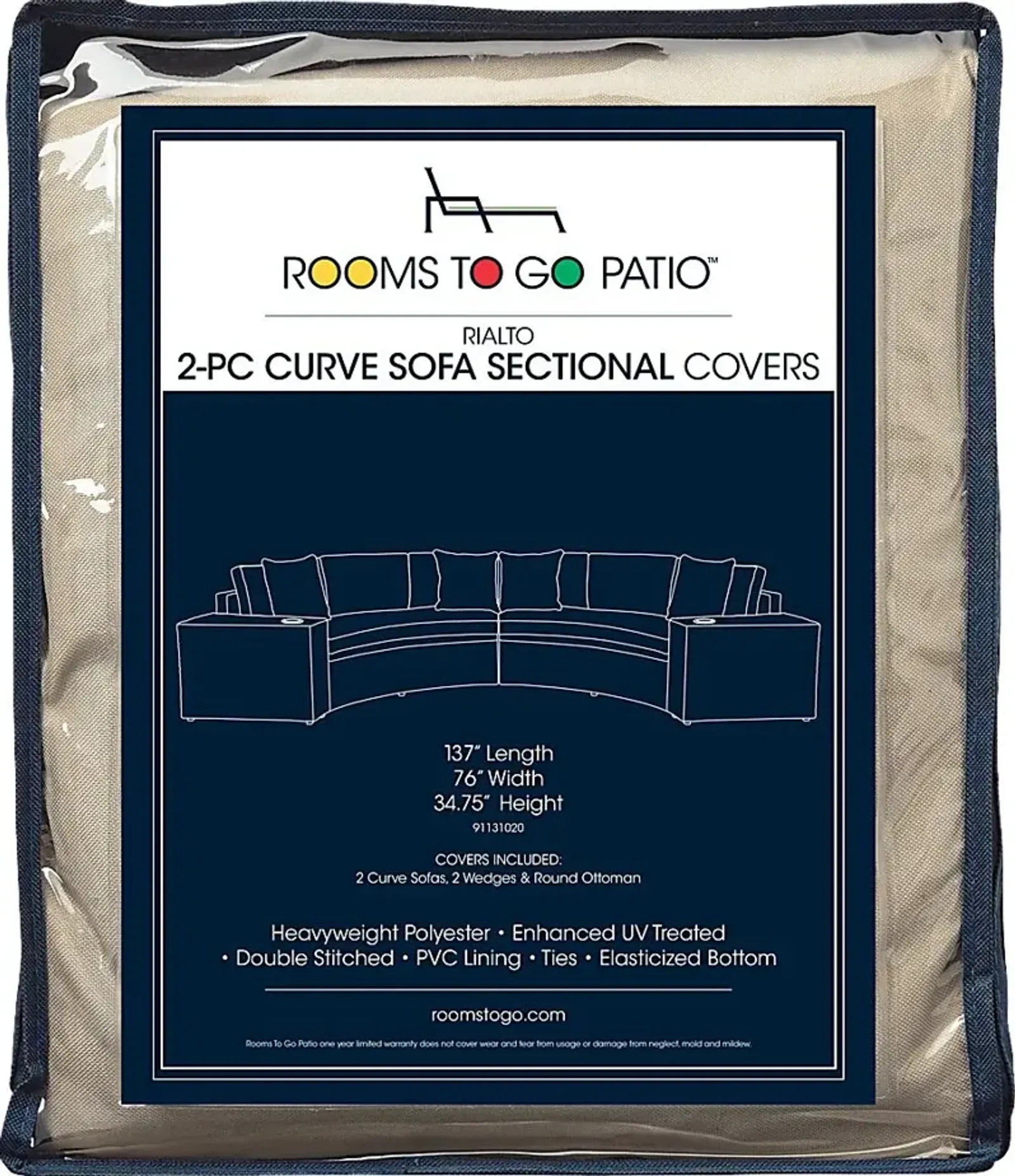 Rialto 2 Pc Patio Curved Sectional Cover