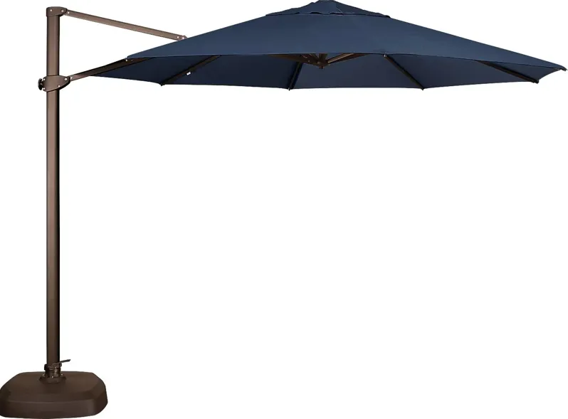 La Mesa Cove 11' Octagon Navy Outdoor Cantilever Umbrella with Base and Stand