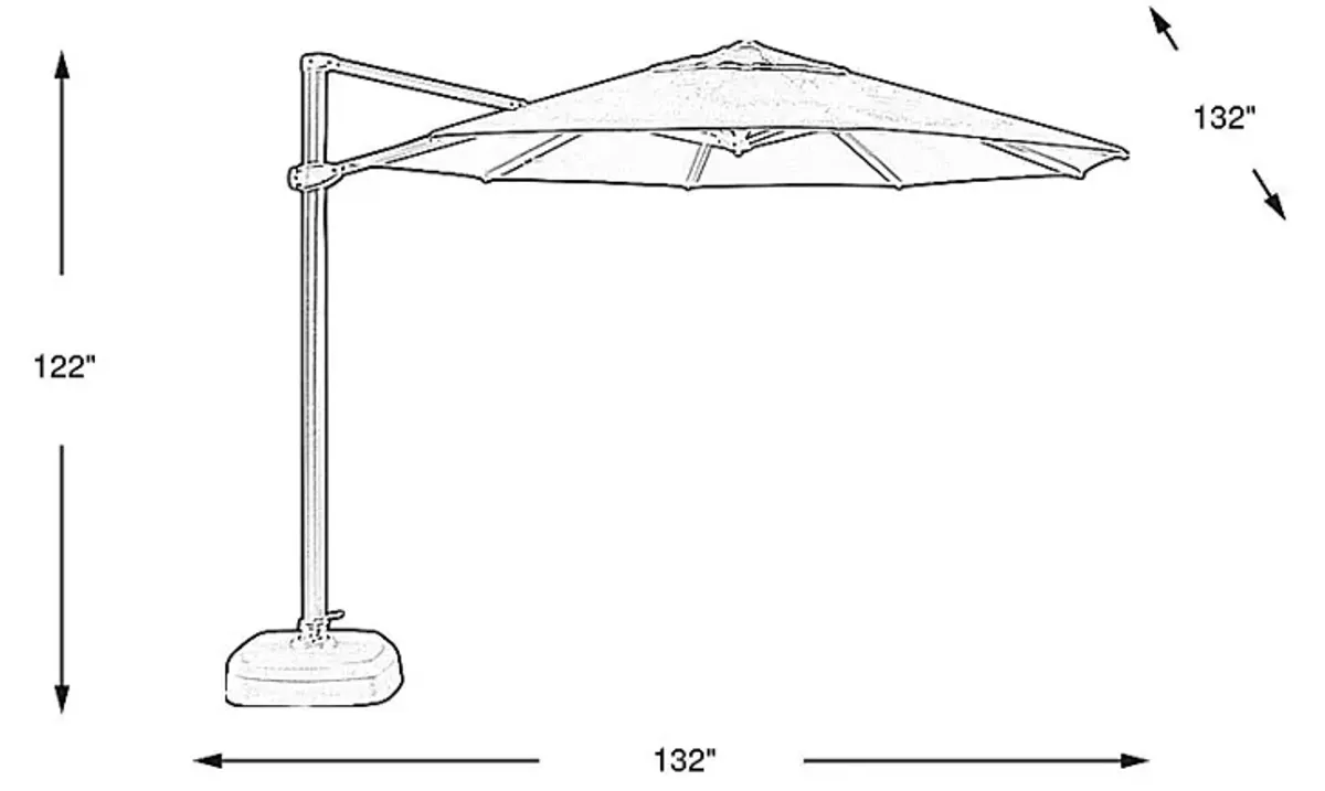 La Mesa Cove 11' Octagon Heather Beige Outdoor Cantilever Umbrella with Base and Stand