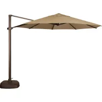 La Mesa Cove 11' Octagon Heather Beige Outdoor Cantilever Umbrella with Base and Stand