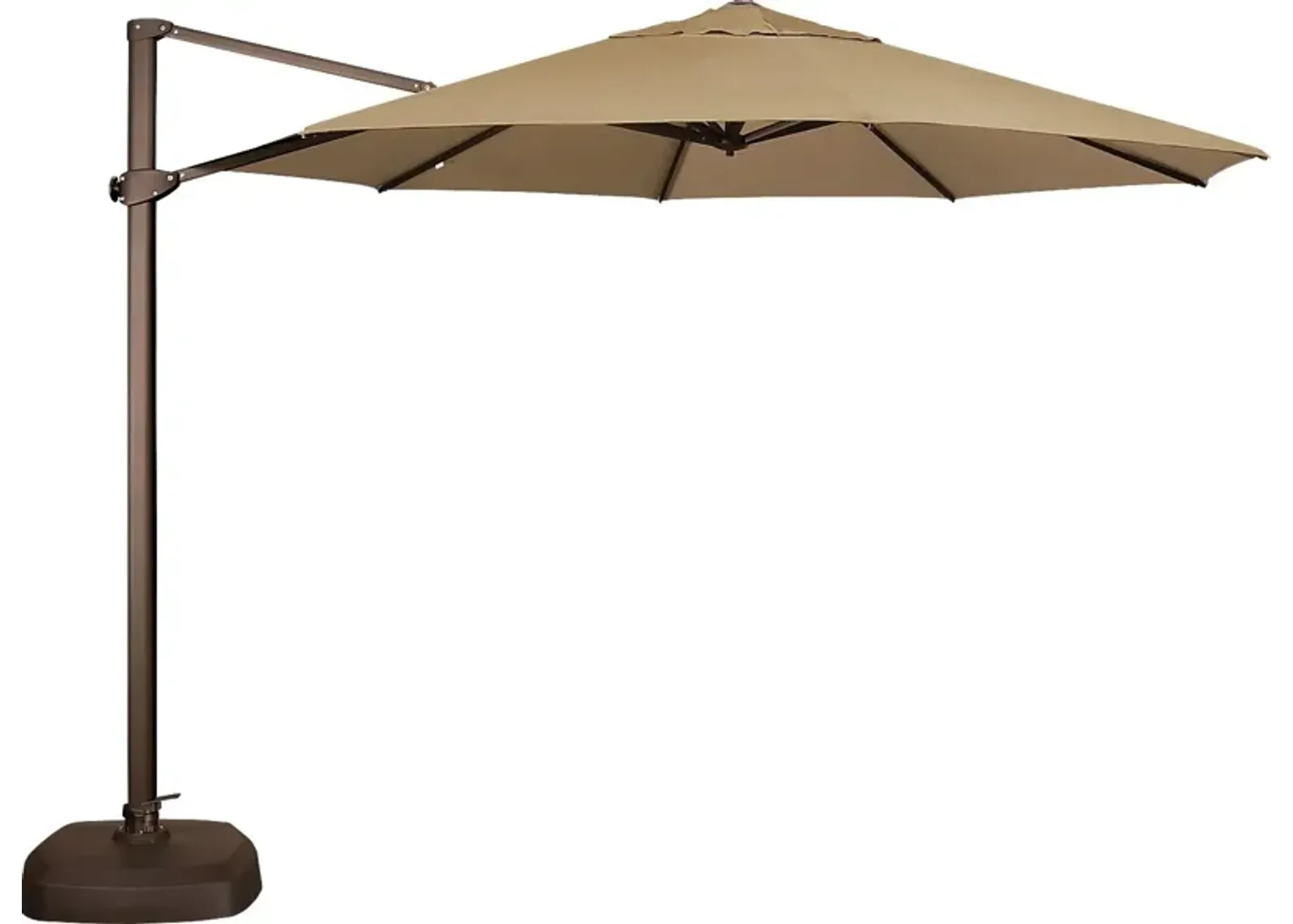 La Mesa Cove 11' Octagon Heather Beige Outdoor Cantilever Umbrella with Base and Stand