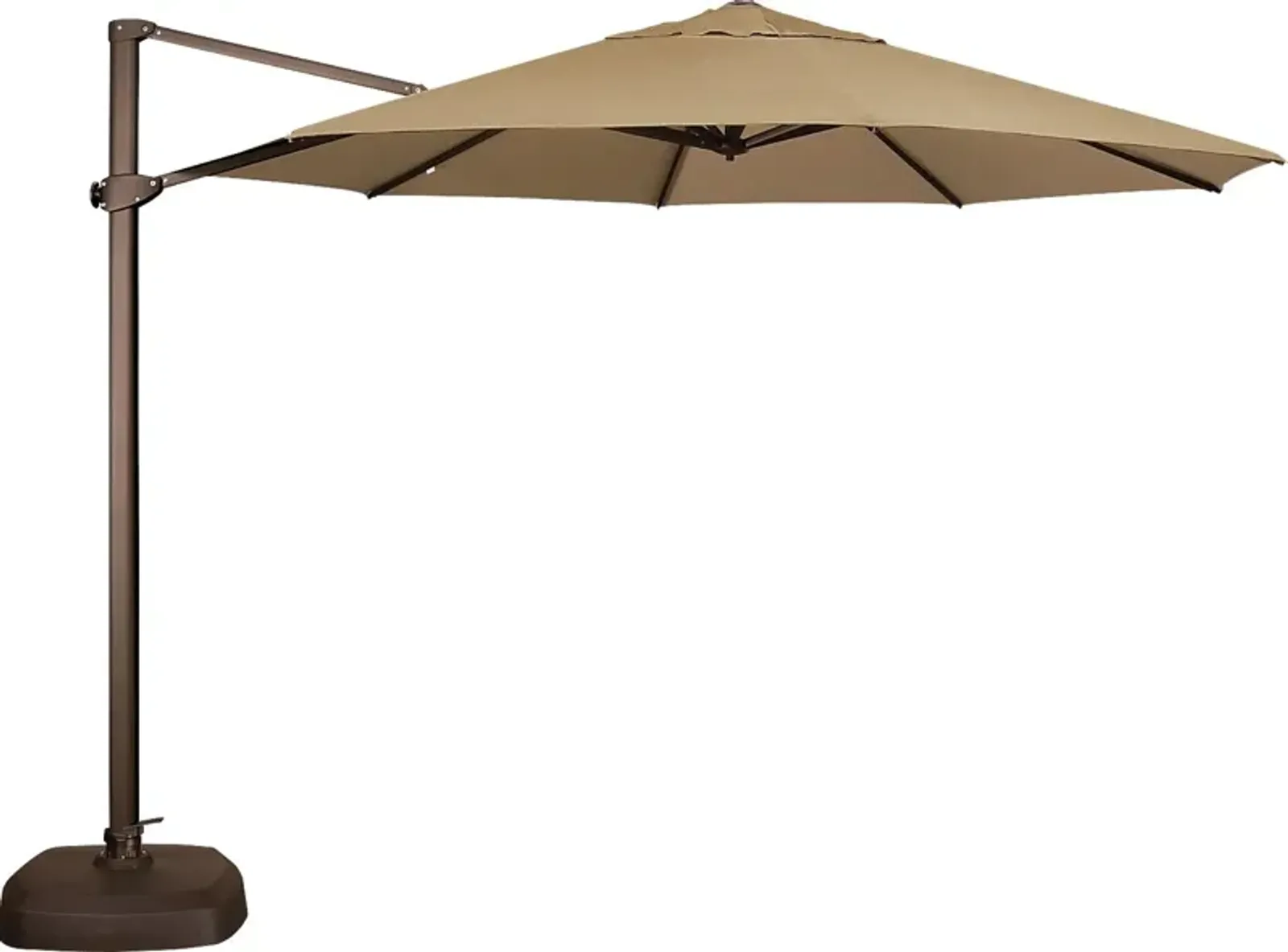 La Mesa Cove 11' Octagon Heather Beige Outdoor Cantilever Umbrella with Base and Stand