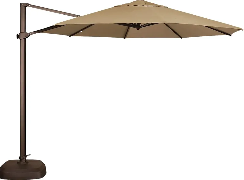 La Mesa Cove 11' Octagon Heather Beige Outdoor Cantilever Umbrella with Base and Stand