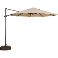 La Mesa Cove 11' Octagon Flax Outdoor Cantilever Umbrella with Base and Stand