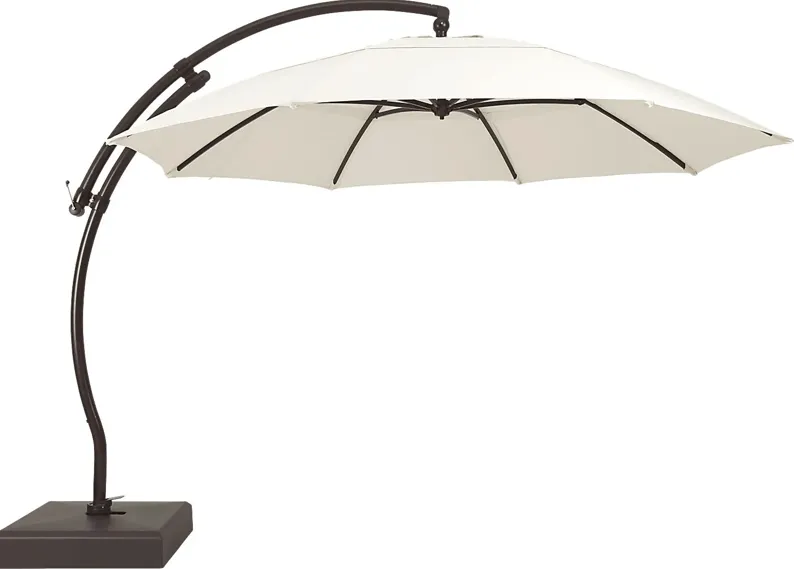 La Mesa Cove 13' Natural Outdoor Curve Cantilever Umbrella with Base and Stand
