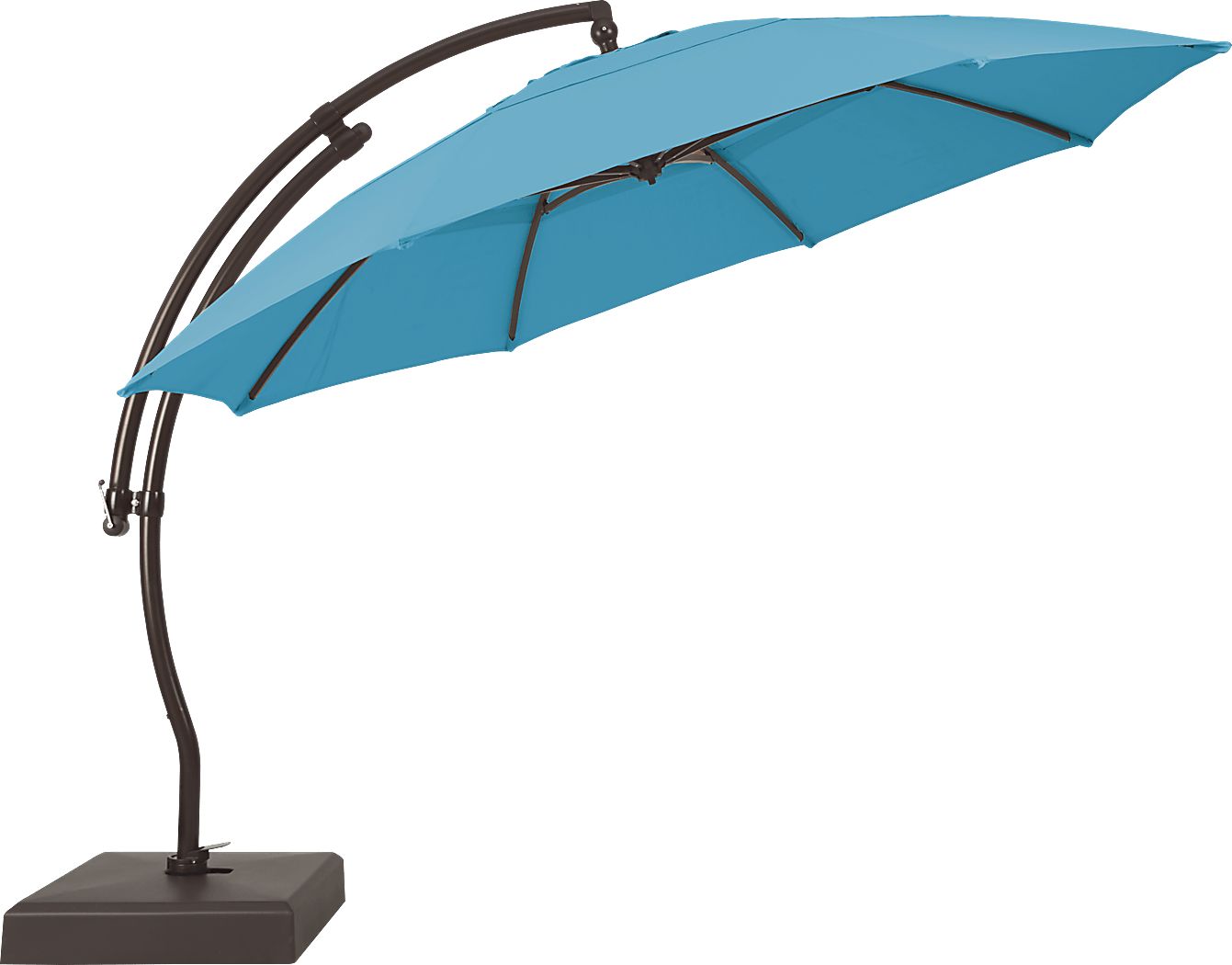La Mesa Cove 13' Aqua Outdoor Curve Cantilever Umbrella with Base and Stand