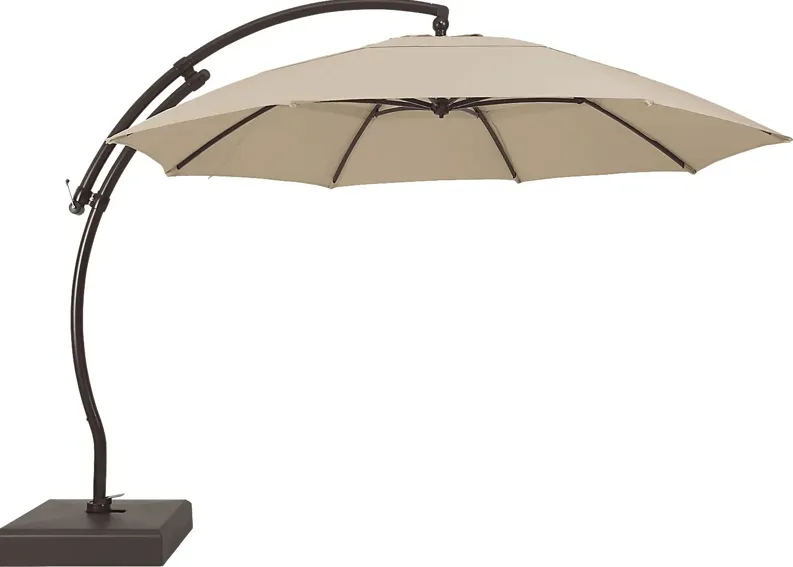 La Mesa Cove 13' Flax Outdoor Curve Cantilever Umbrella with Base and Stand