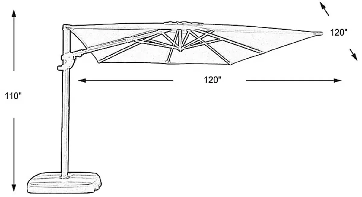 La Mesa Cove 10' Square Natural Outdoor Cantilever Umbrella with Base and Stand