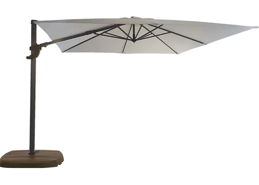 La Mesa Cove 10' Square Natural Outdoor Cantilever Umbrella with Base and Stand