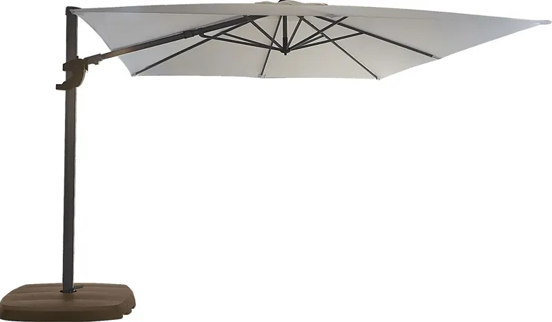 La Mesa Cove 10' Square Natural Outdoor Cantilever Umbrella with Base and Stand