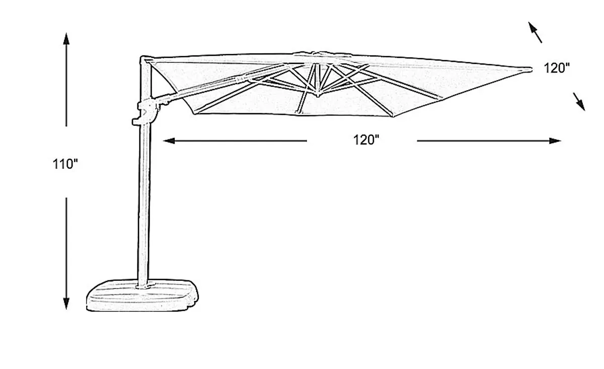 La Mesa Cove 10' Square Aruba Outdoor Cantilever Umbrella with Base and Stand