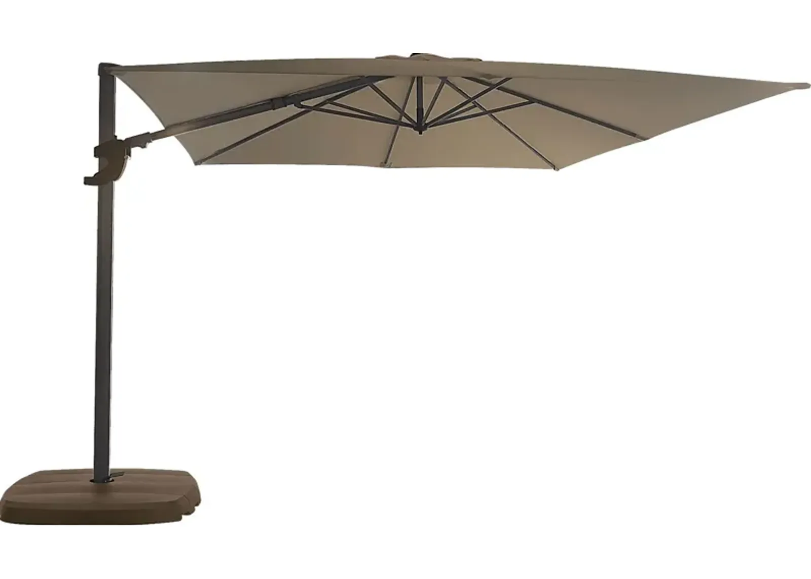 La Mesa Cove 10' Square Heather Beige Outdoor Cantilever Umbrella with Base and Stand