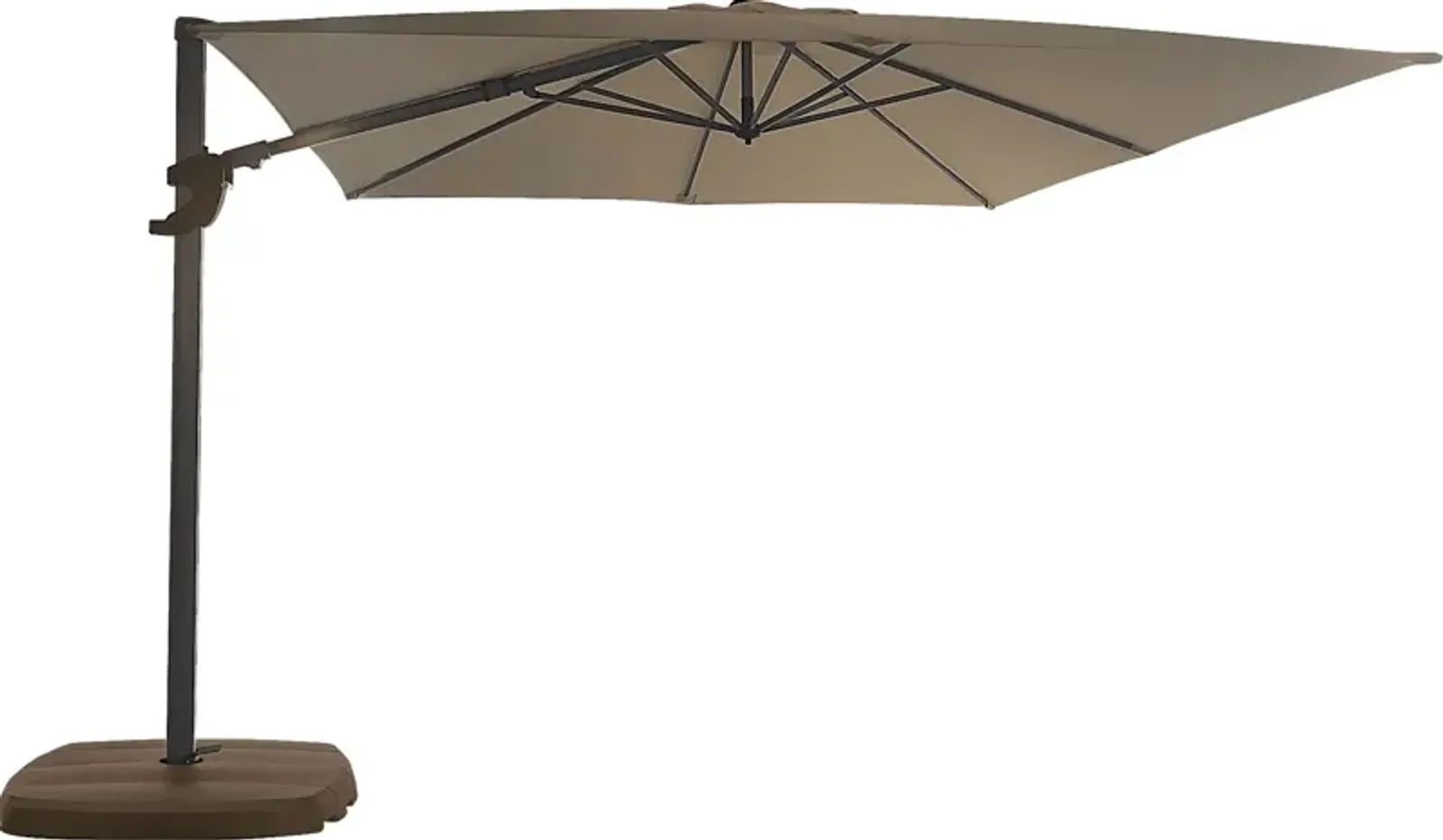 La Mesa Cove 10' Square Heather Beige Outdoor Cantilever Umbrella with Base and Stand