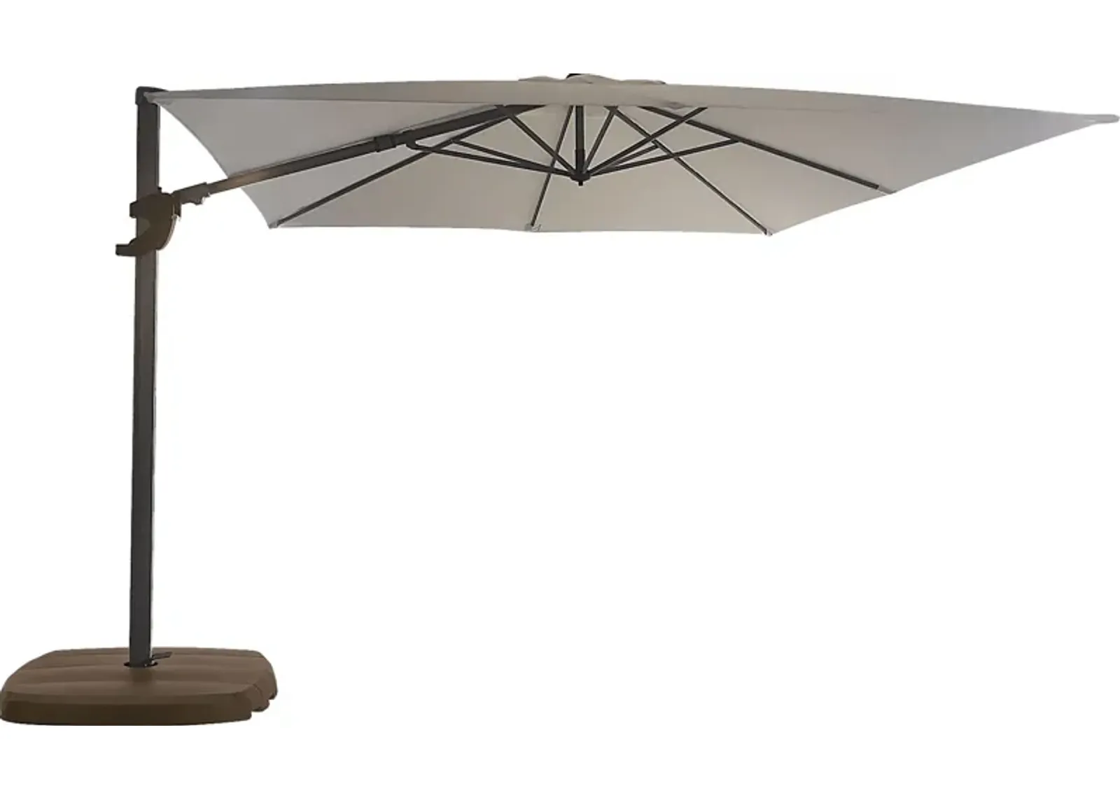 La Mesa Cove 10' Square Flax Outdoor Cantilever Umbrella with Base and Stand