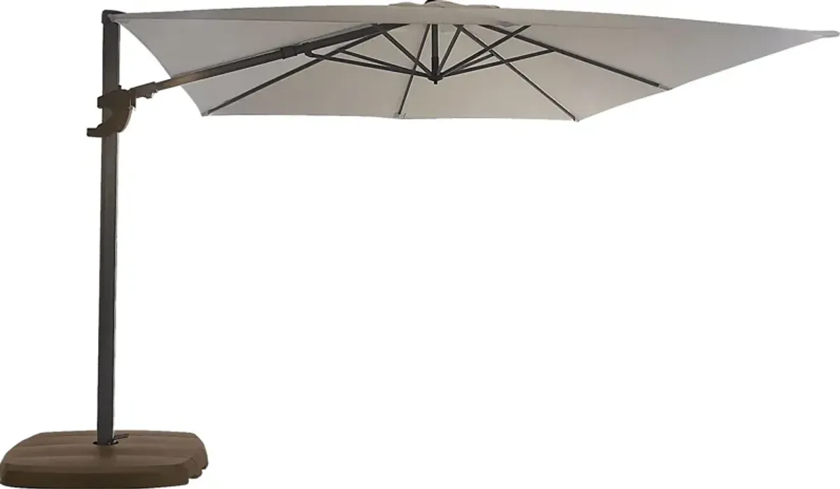 La Mesa Cove 10' Square Flax Outdoor Cantilever Umbrella with Base and Stand