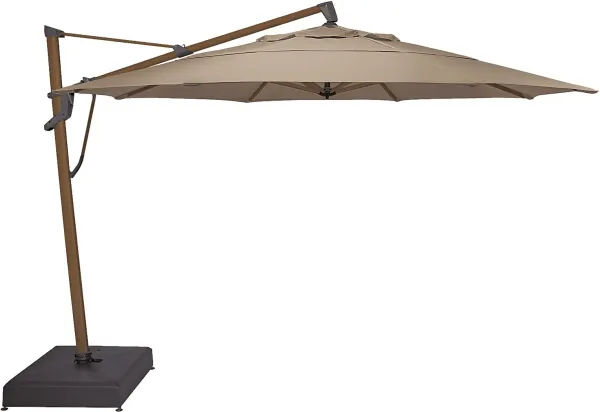 La Mesa Cove 13' Octagon Heather Beige Outdoor Cantilever Umbrella with Rolling Base
