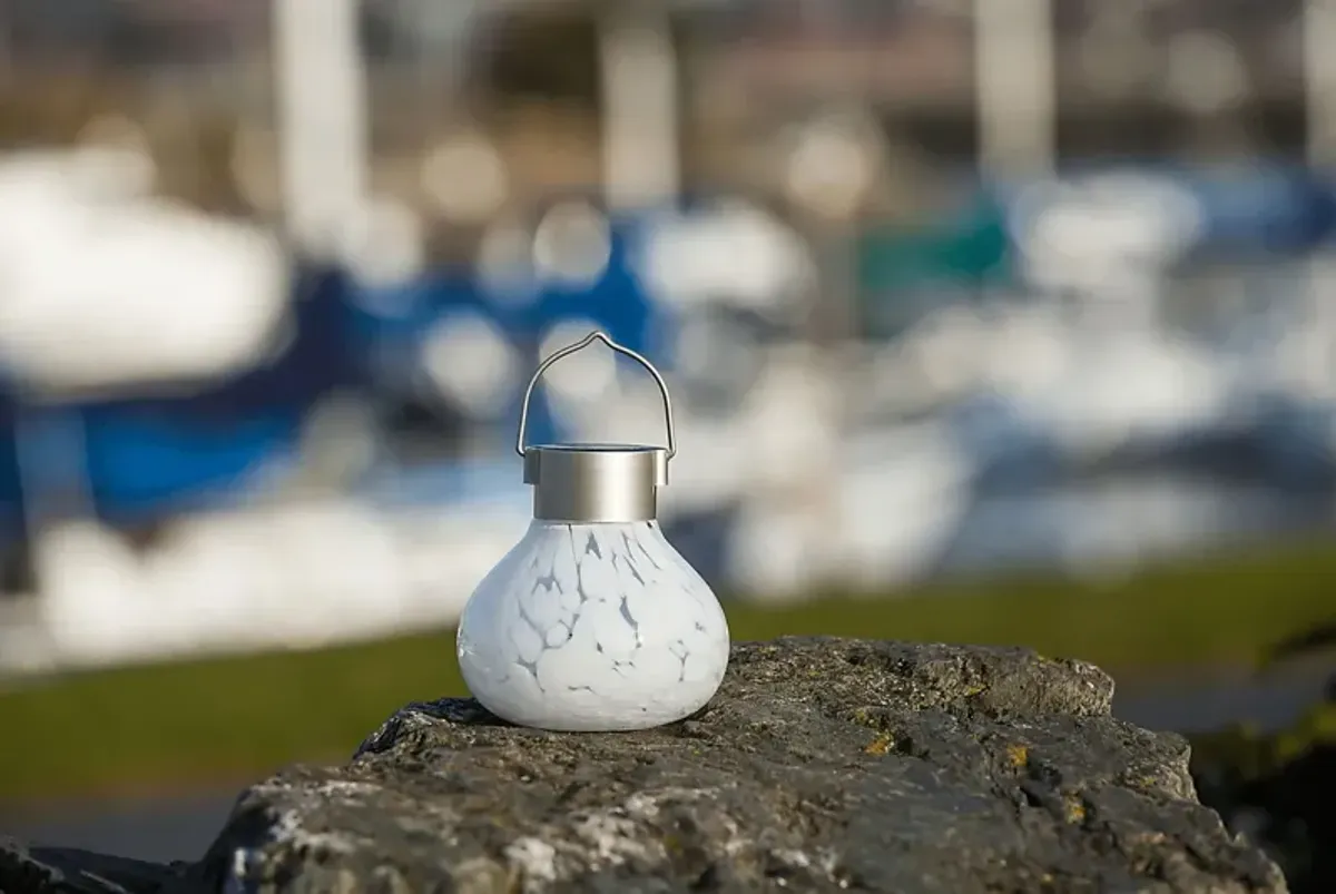 Emberley White Outdoor Solar Lantern