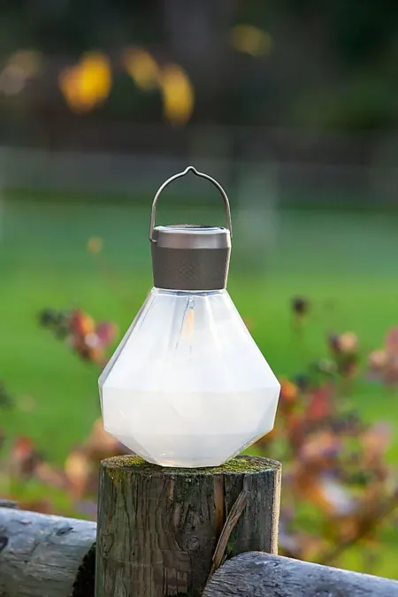 Jewel Beam White Outdoor Solar Lantern