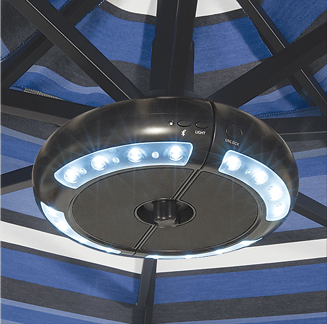 Drumlin Luna Bronze Outdoor Umbrella Light with Bluetooth Speaker