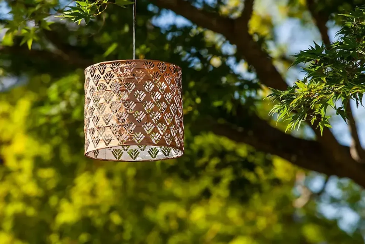 Chevron Rays Copper Outdoor Solar Lantern