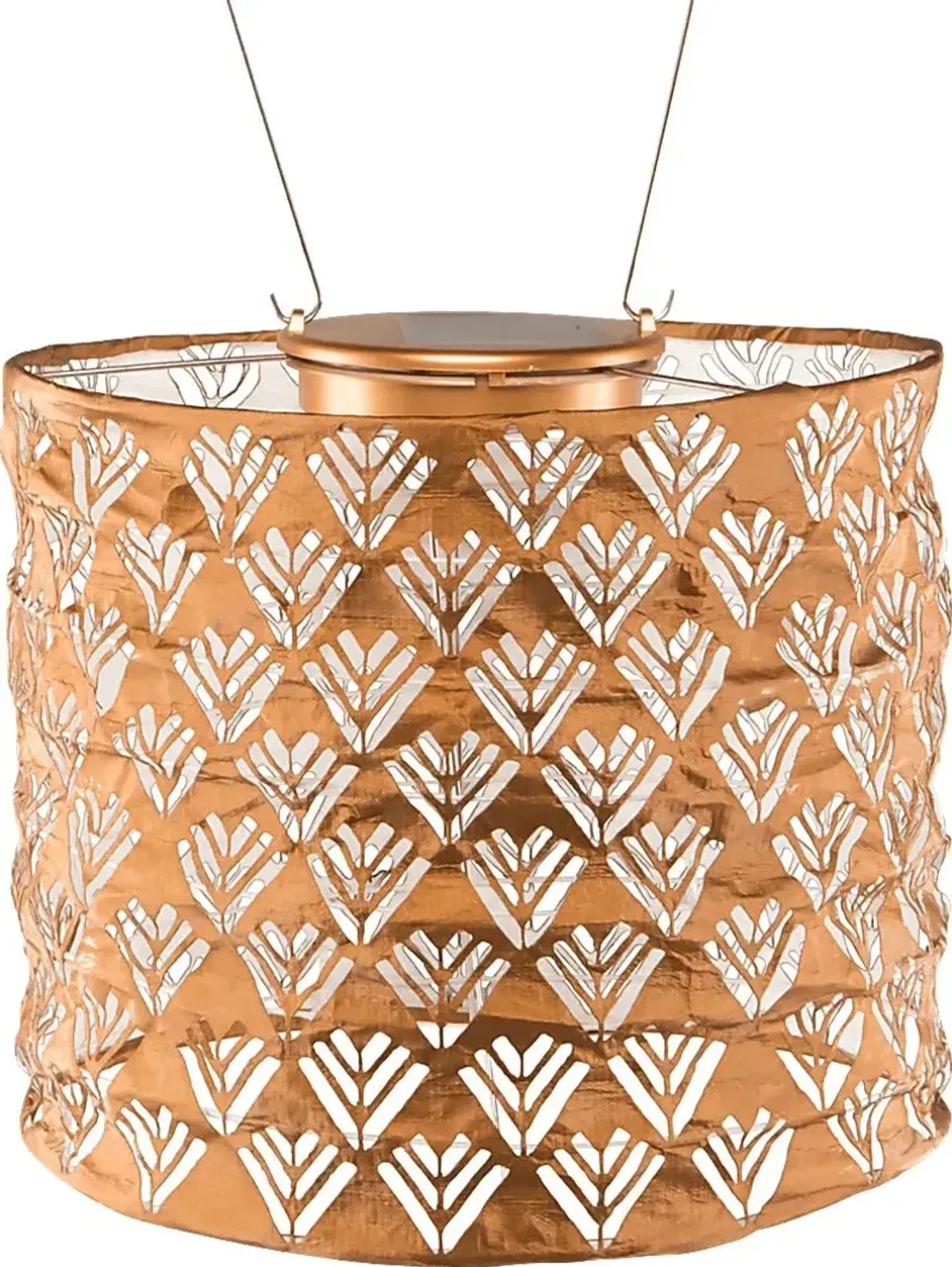 Chevron Rays Copper Outdoor Solar Lantern