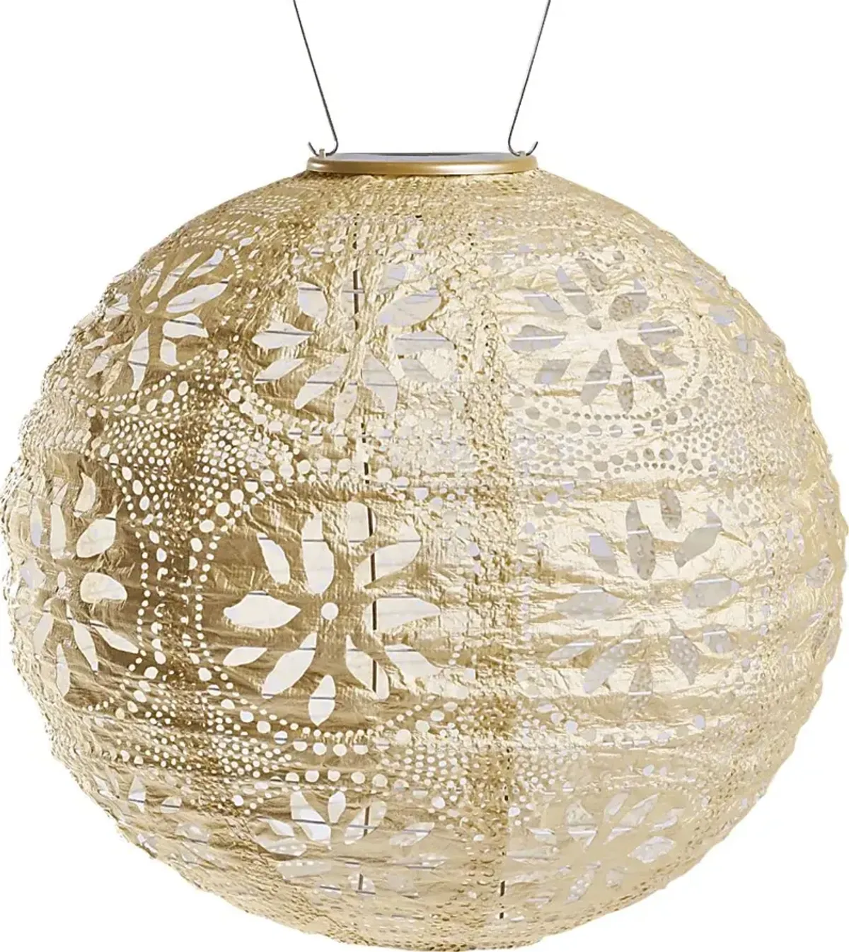 Floral Medallion Pearl Outdoor Solar Lantern