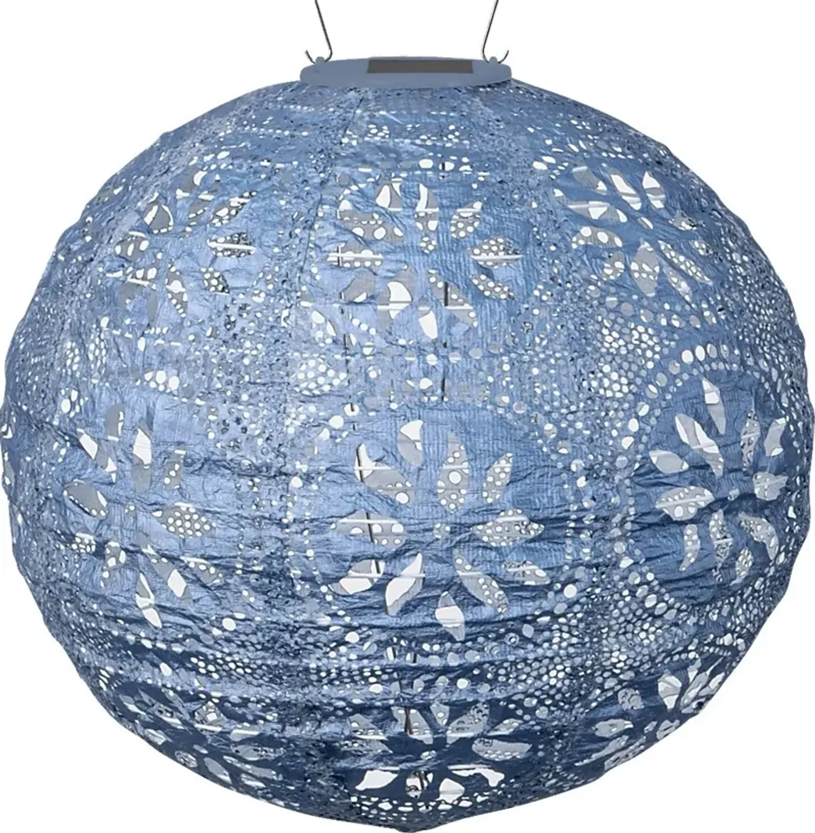 Floral Medallion Blue Outdoor Solar Lantern