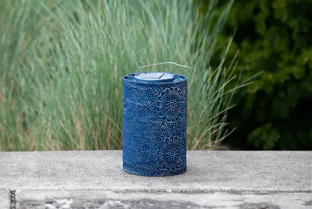 Bento Shade Outdoor Blue Solar Lantern