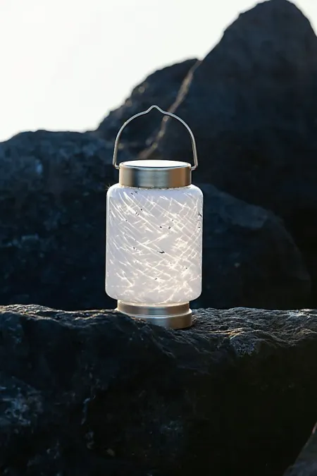 Ricon Isle Outdoor White Solar Lantern