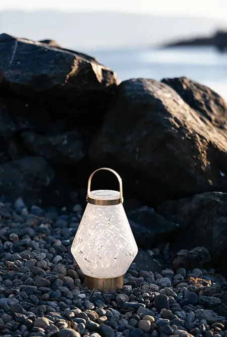 Zipton Isle Indoor/Outdoor White Rechargeable Lantern