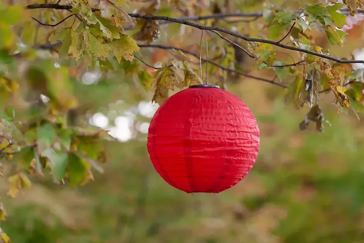 Vense Island Outdoor Red Solar Lantern