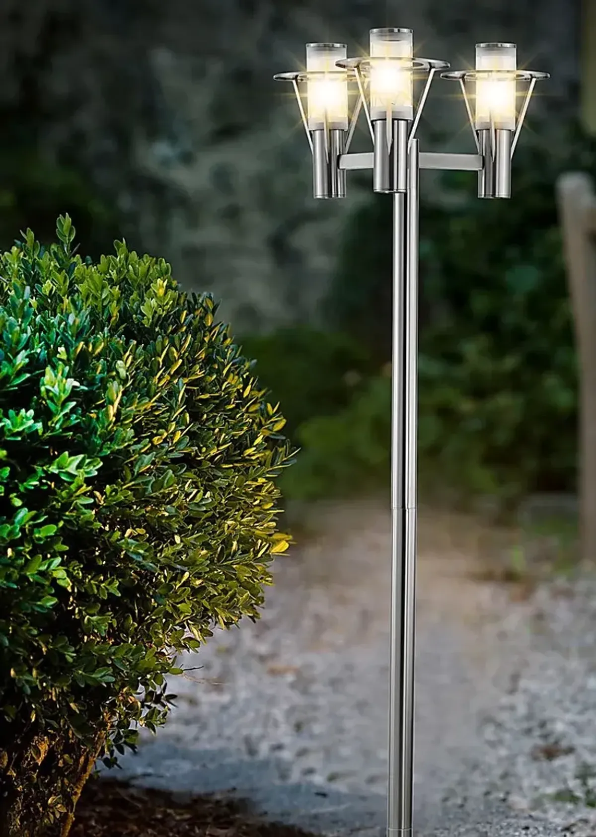 Perrott Bend Silver Outdoor 3 Light Floor Lamp