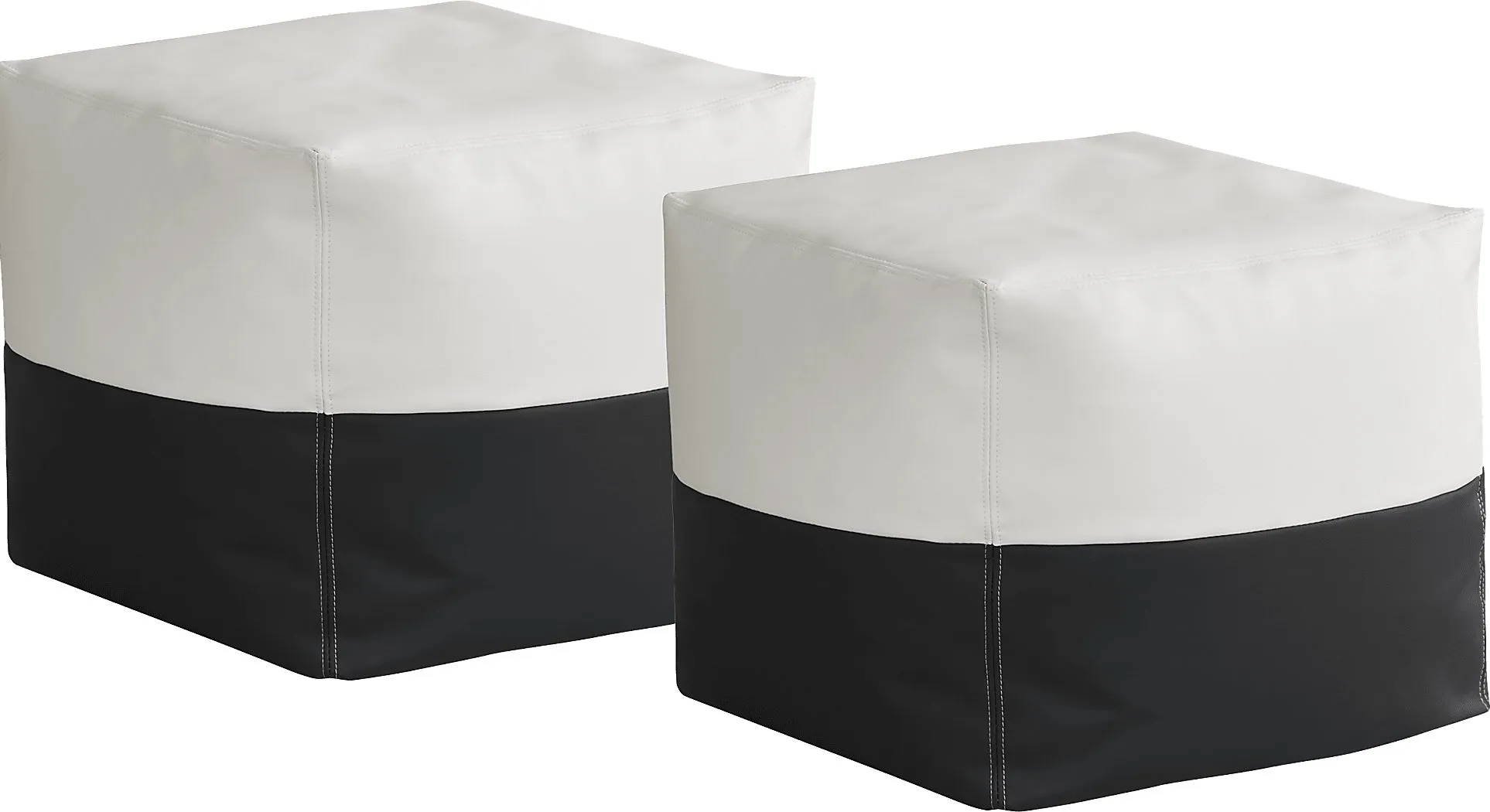 Pall Black Outdoor Pouf Ottomans (Set of 2)