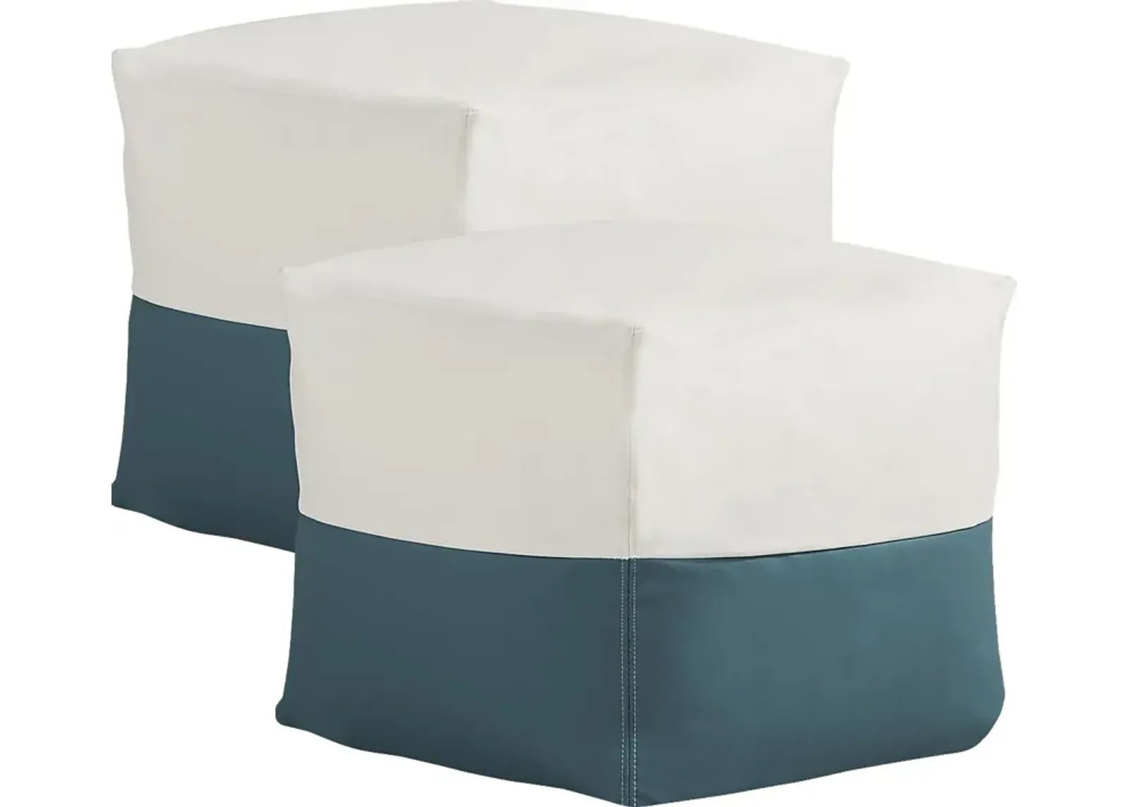 Pall Teal Outdoor Pouf Ottoman, Set of Two