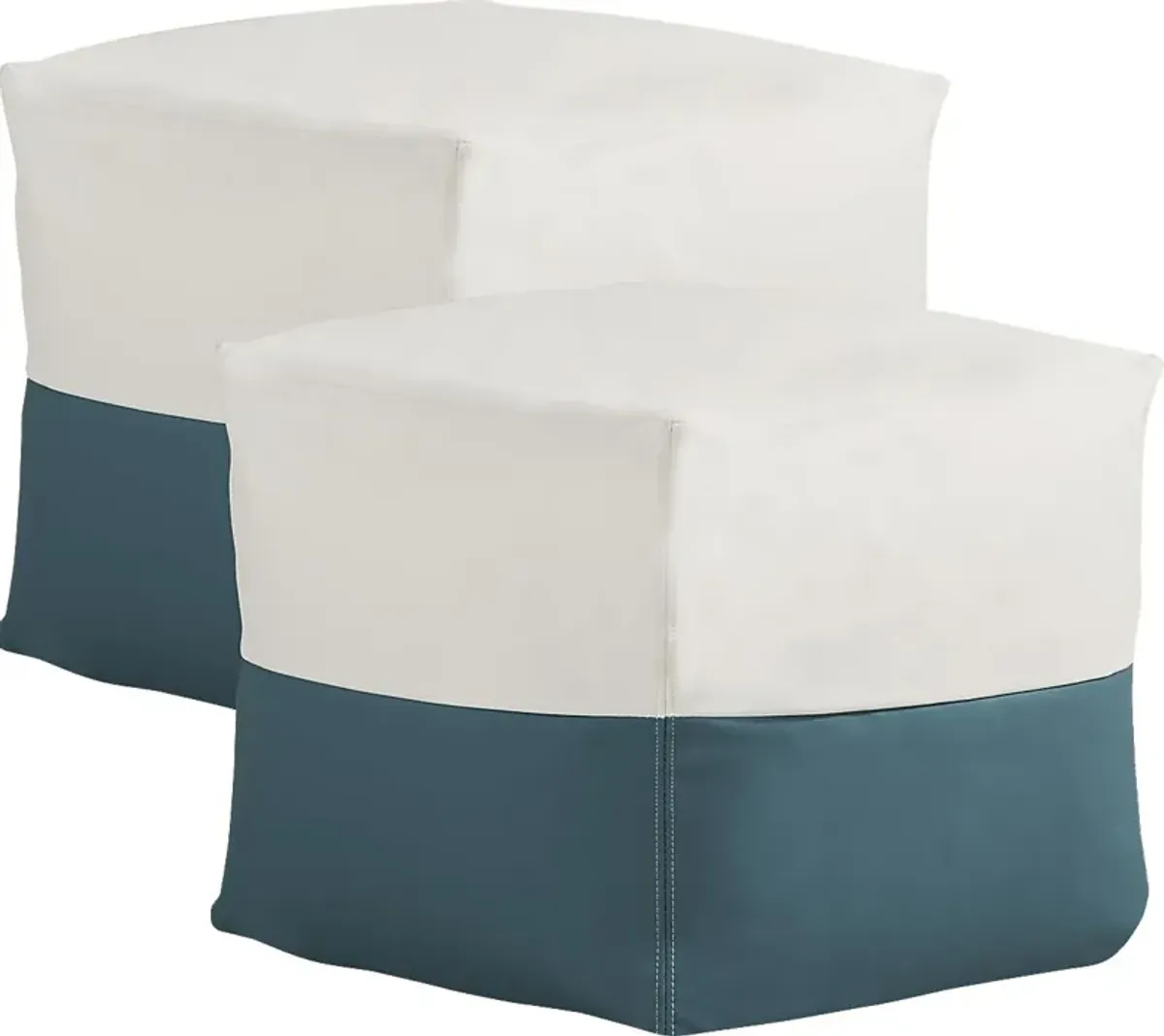 Pall Teal Outdoor Pouf Ottoman, Set of Two