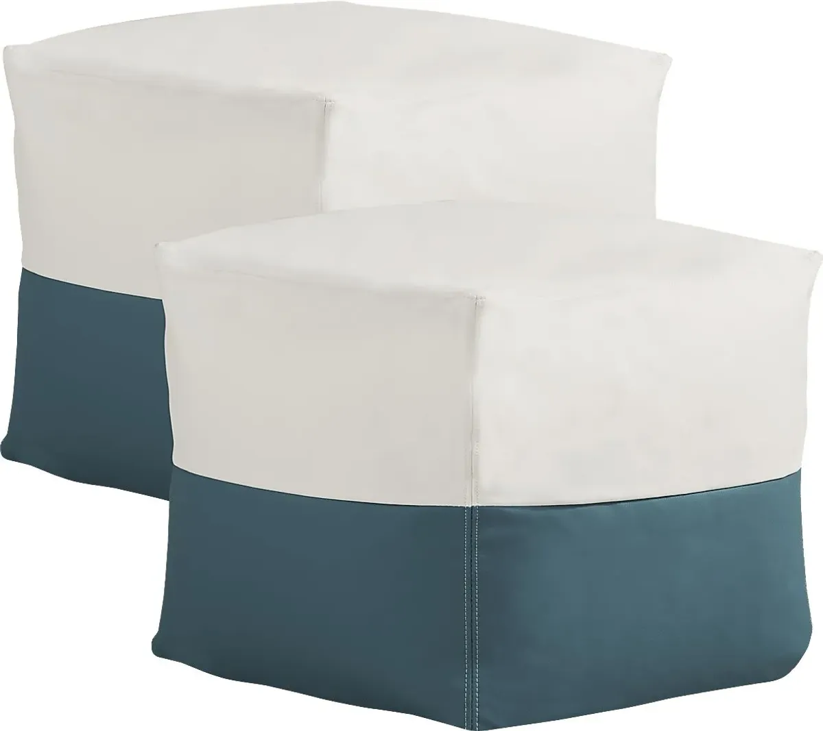 Pall Teal Outdoor Pouf Ottoman, Set of Two