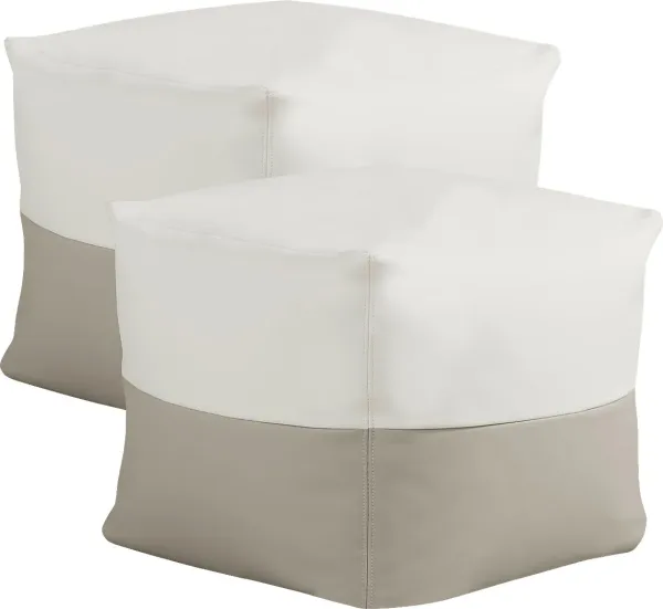 Pall Taupe Outdoor Pouf Ottoman, Set of Two