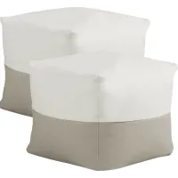 Pall Taupe Outdoor Pouf Ottoman, Set of Two