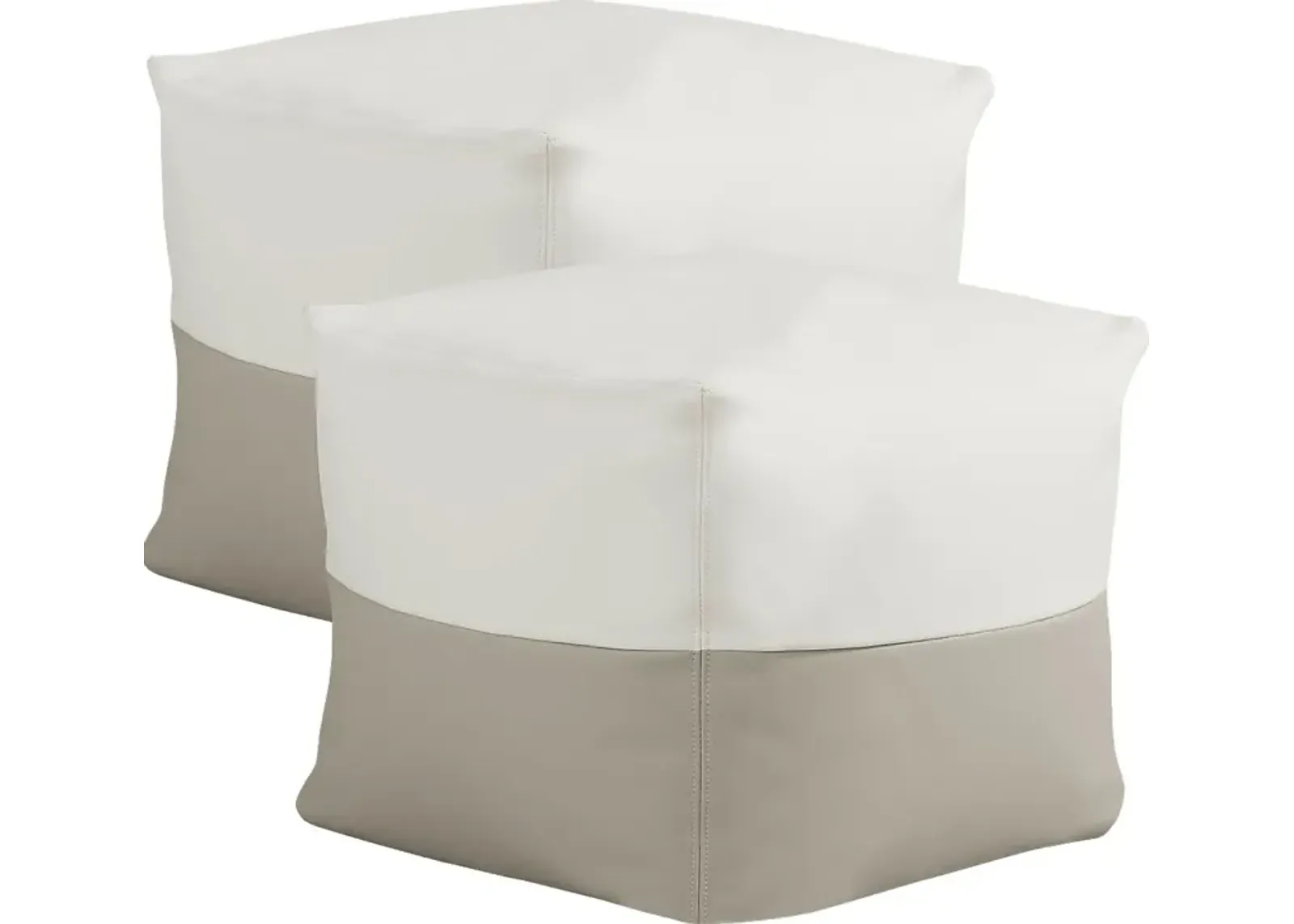 Pall Taupe Outdoor Pouf Ottoman, Set of Two