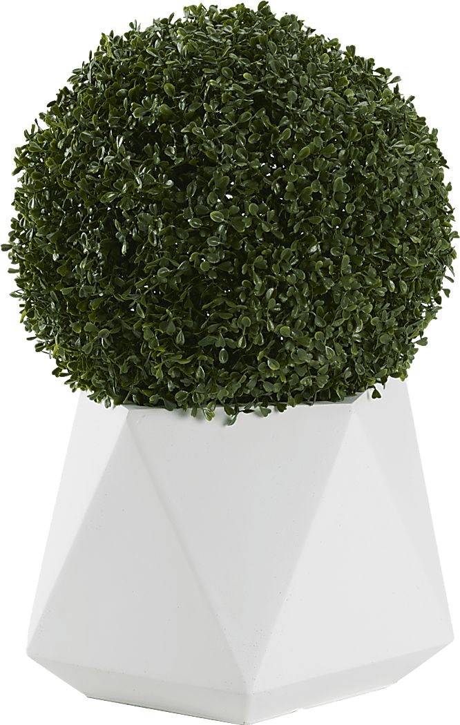 Aylin Green 23 in. Artificial Boxwood Ball in White Planter