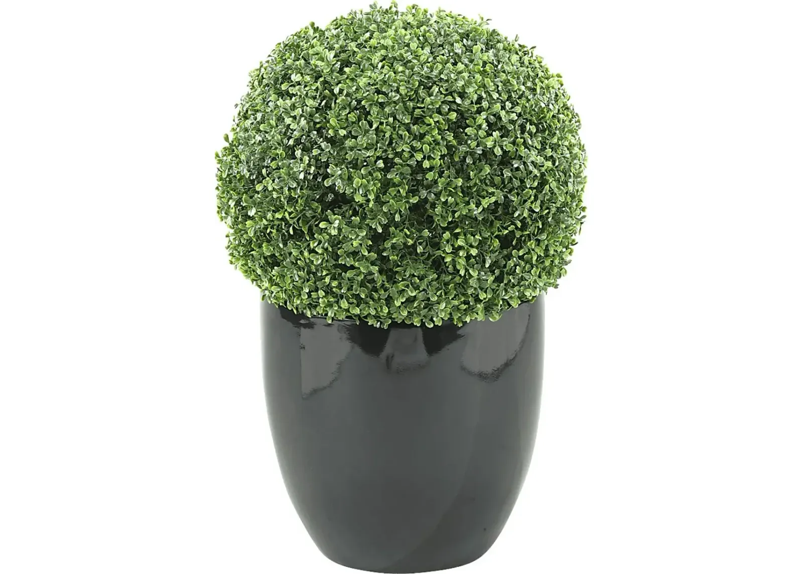 Elland Green 30 in. Artificial Boxwood Ball in Black Planter