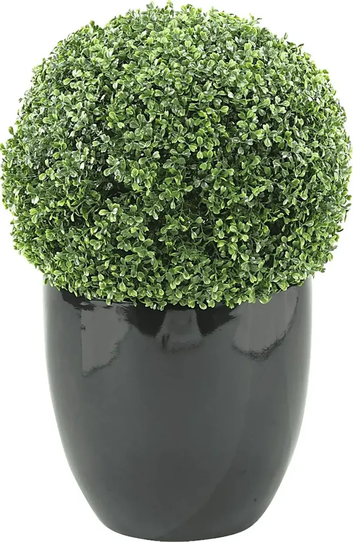 Elland Green 30 in. Artificial Boxwood Ball in Black Planter