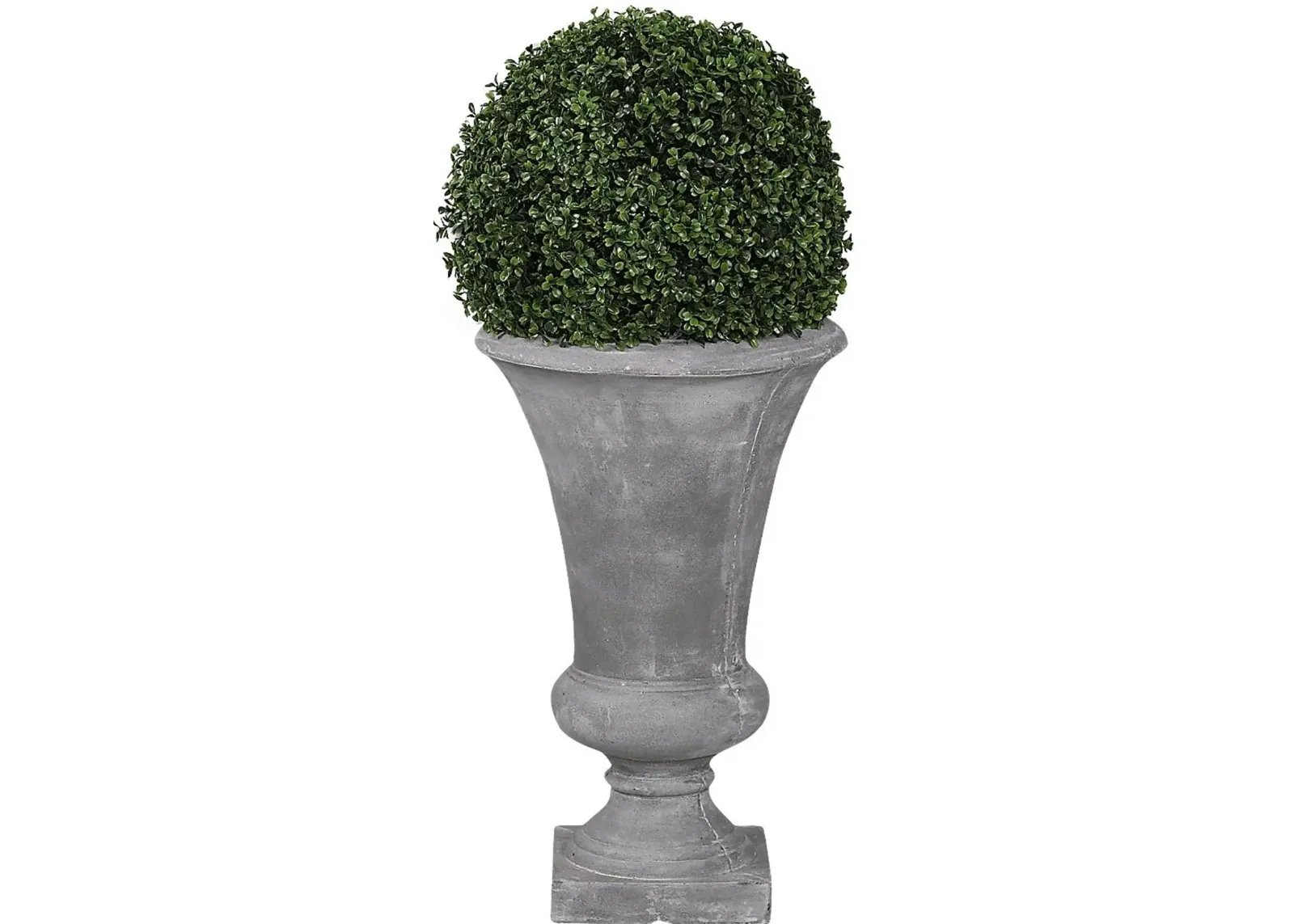 Zelen Green 36 in. Artificial Boxwood Ball in Gray Urn