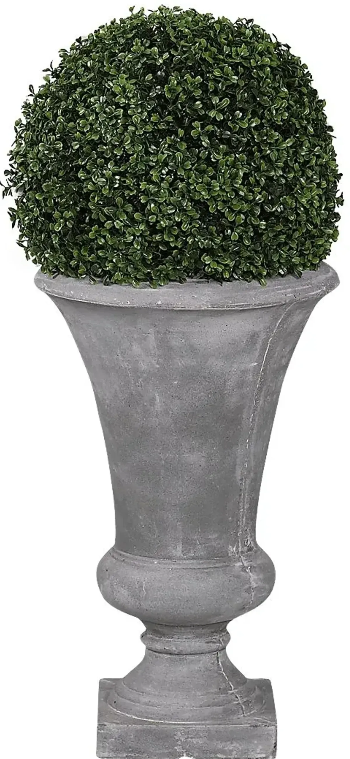 Zelen Green 36 in. Artificial Boxwood Ball in Gray Urn